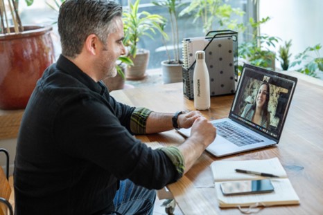 man teleconference laptop man teleconference laptop