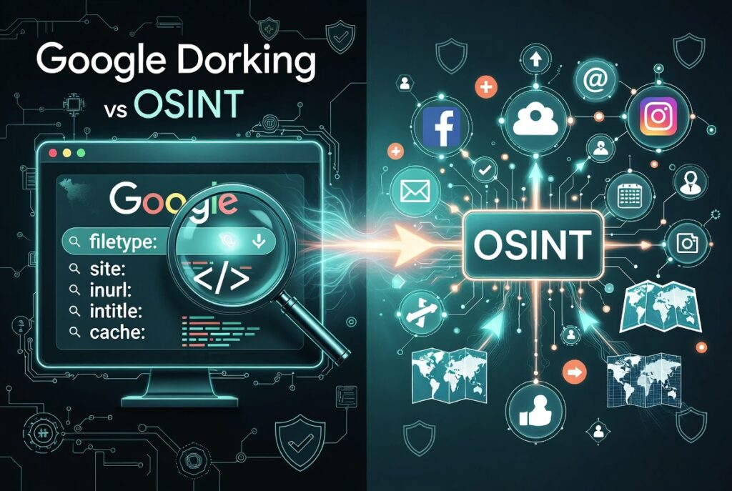 difference between google dorking and osint