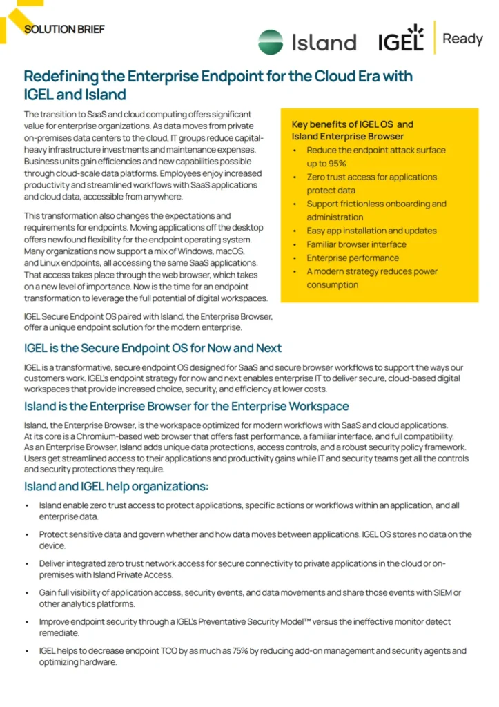 solution brief igel island